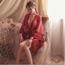 Прозрачный халат (бордо), модель 22184-3